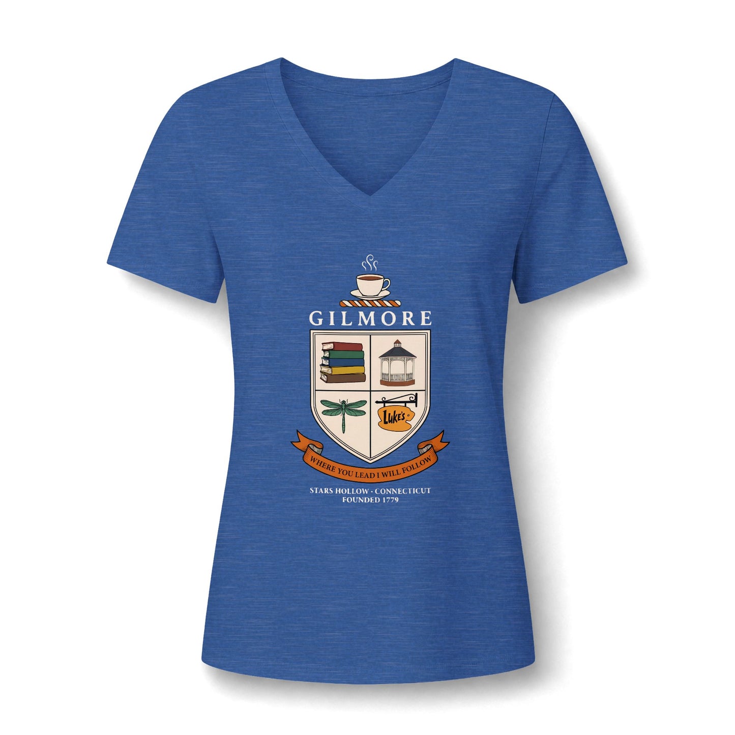 Gilmore Women's Relaxed Heather CVC V-Neck Tee Dark #2