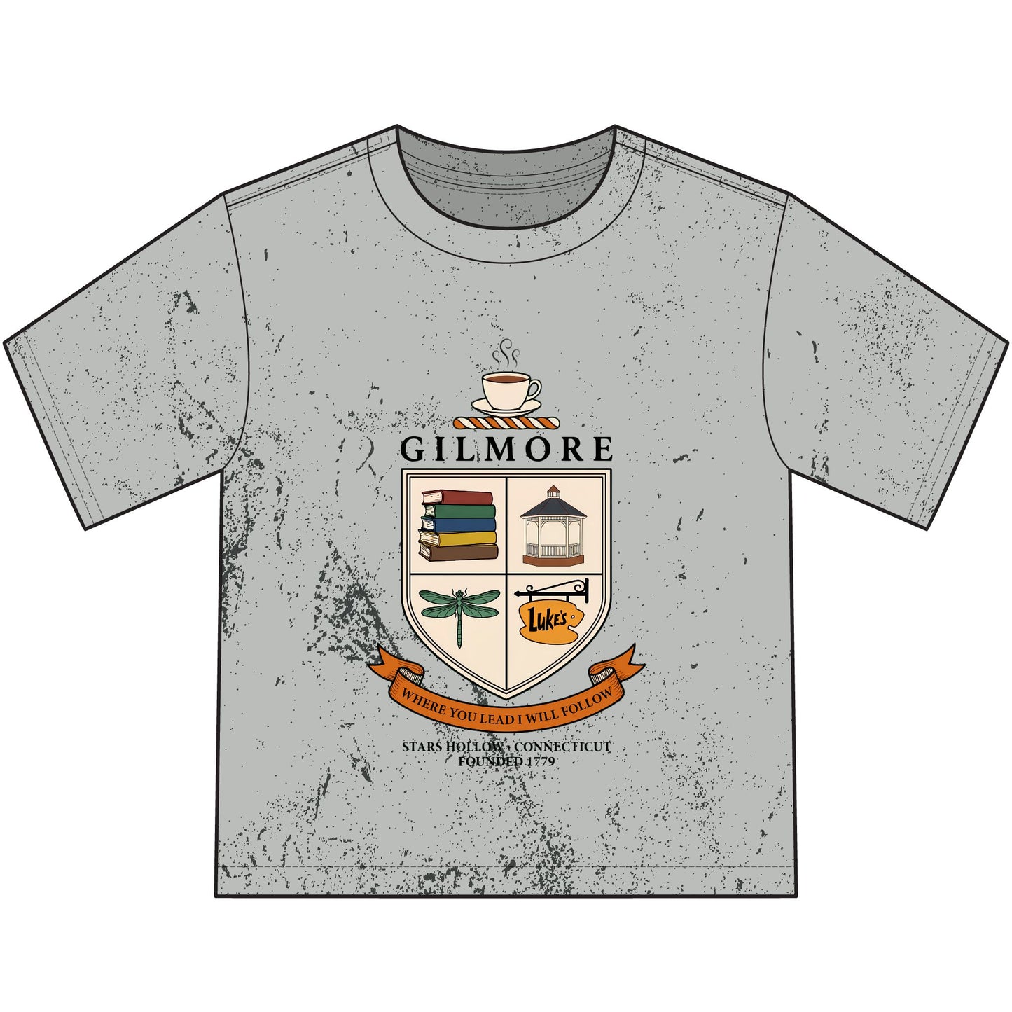 Gilmore Crest Youth T‑Shirt — 'Gilmore' Book & Coffee Family Crest Tee