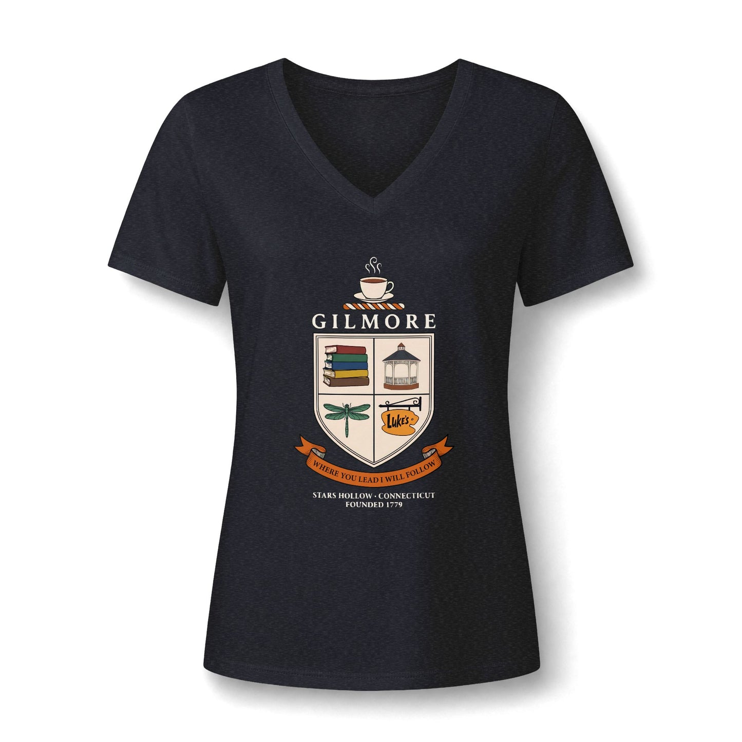 Gilmore Women's Relaxed Heather CVC V-Neck Tee Dark #2