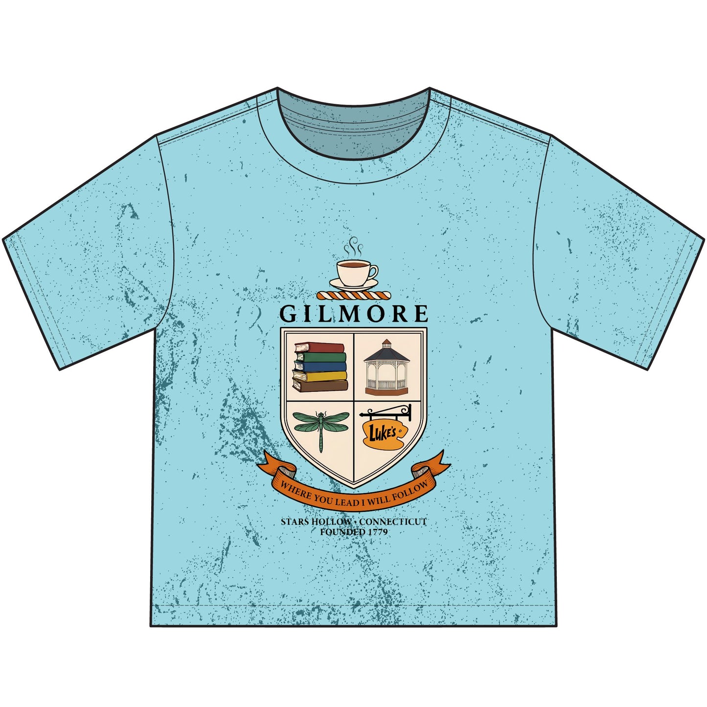 Gilmore Crest Youth T‑Shirt — 'Gilmore' Book & Coffee Family Crest Tee