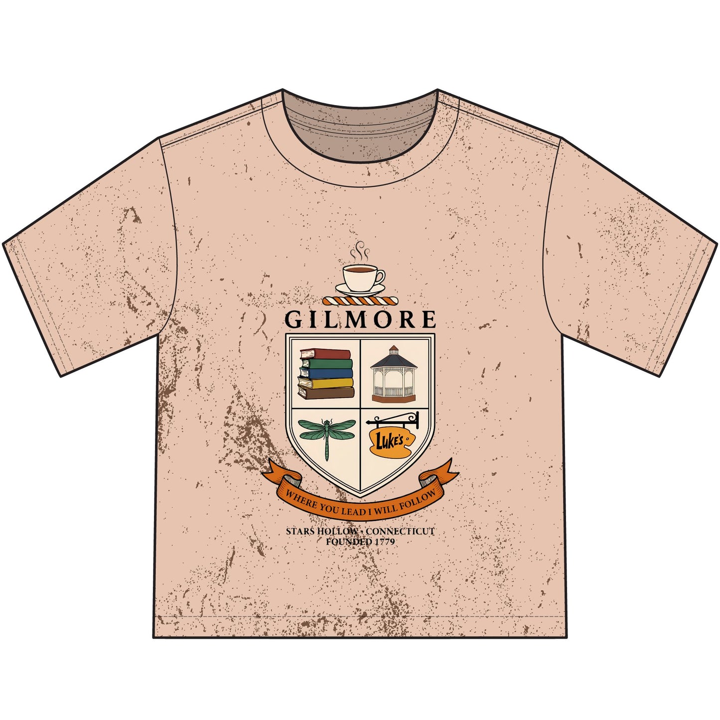 Gilmore Crest Youth T‑Shirt — 'Gilmore' Book & Coffee Family Crest Tee