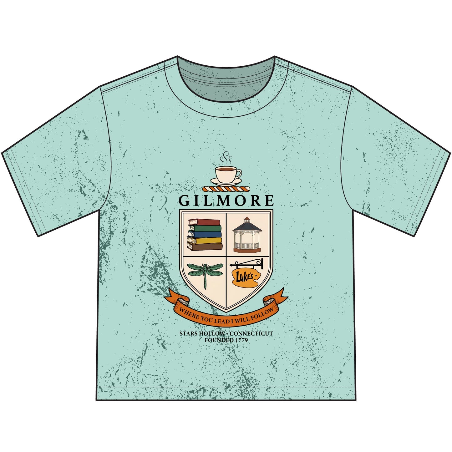 Gilmore Crest Youth T‑Shirt — 'Gilmore' Book & Coffee Family Crest Tee